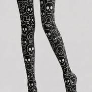 Black Skull Pattern Tights Hosiery Pantyhose H69-13