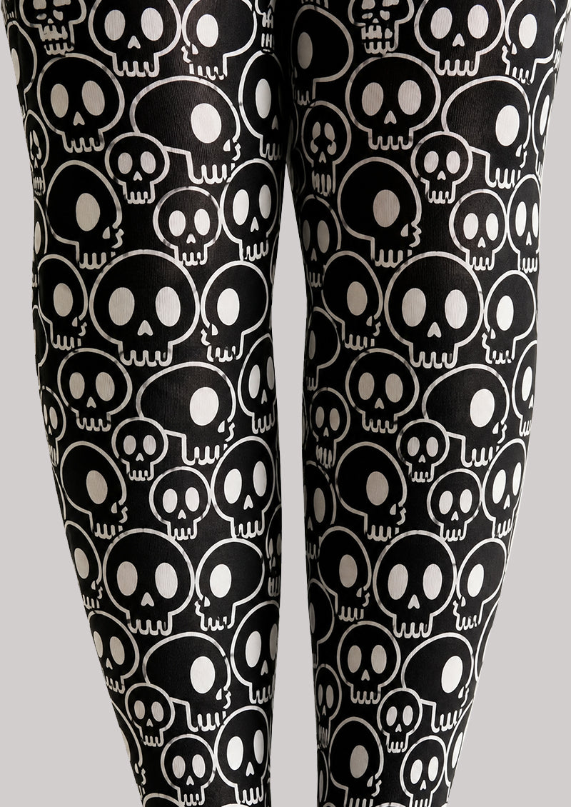 Black Skull Pattern Tights Hosiery Pantyhose H69-13