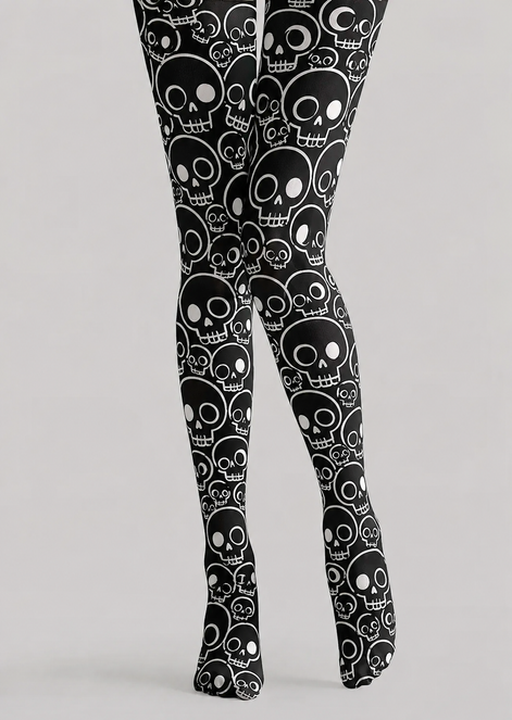 Black Skull Pattern Tights Hosiery Pantyhose H69-13
