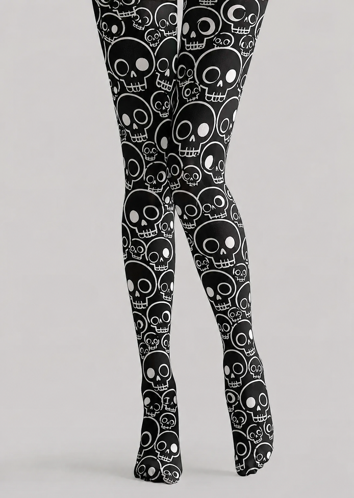 Black Skull Pattern Tights Hosiery Pantyhose H69-13