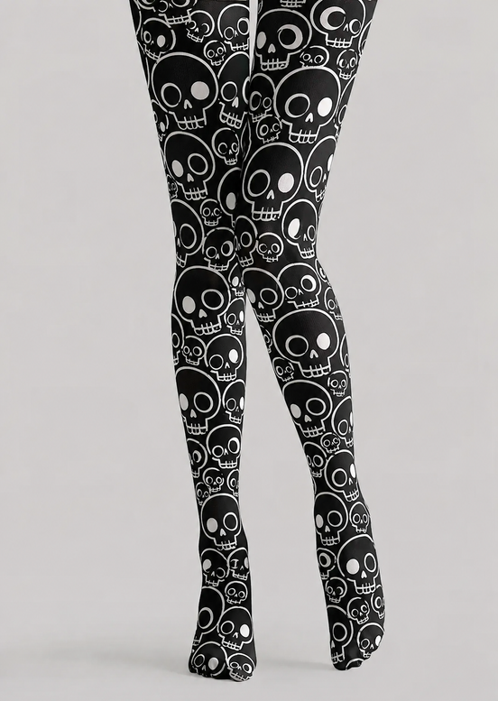 Black Skull Pattern Tights Hosiery Pantyhose H69-13
