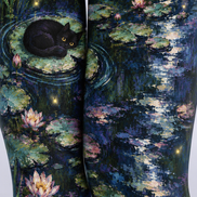 Moonlit Black Cat Pond Tights Hosiery Pantyhose H69-17