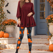 Black Cat Pumpkin Halloween Tights H69-19