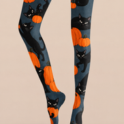 Black Cat Pumpkin Halloween Tights H69-19