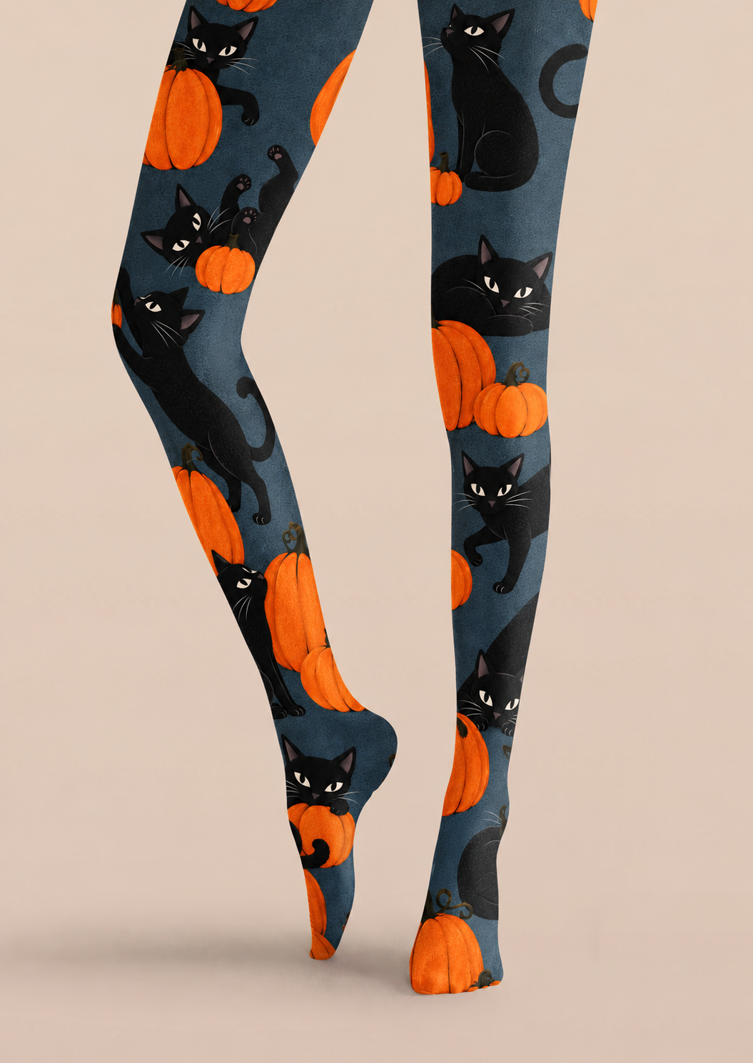Black Cat Pumpkin Halloween Tights H69-19