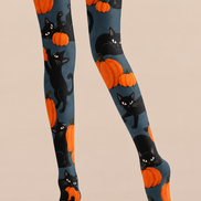 Black Cat Pumpkin Halloween Tights H69-19