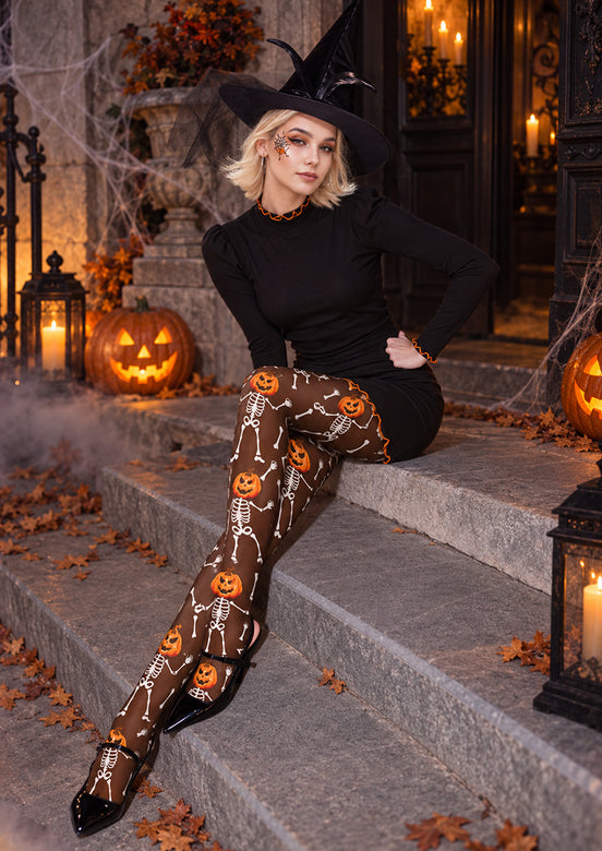 Pumpkin Skeleton Halloween Tights H69-20