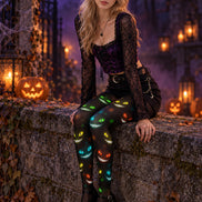 Glowing Monster Face Halloween Tights H69-21