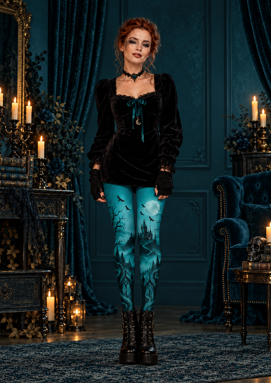 Mystic Castle Raven Halloween Tights H69-22