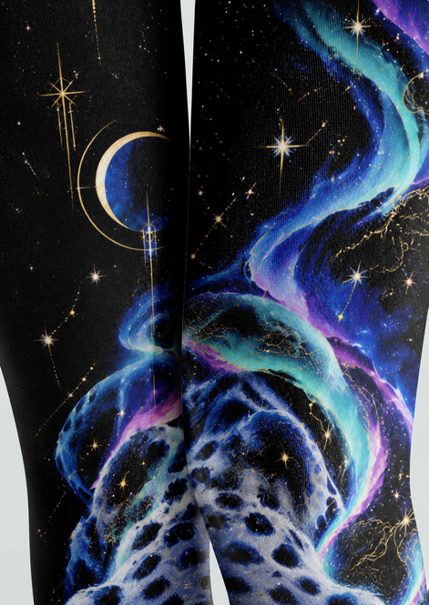 Galaxy Snow Leopard Print Pantyhose Tights H69-23
