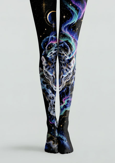 Galaxy Snow Leopard Print Pantyhose Tights H69-23