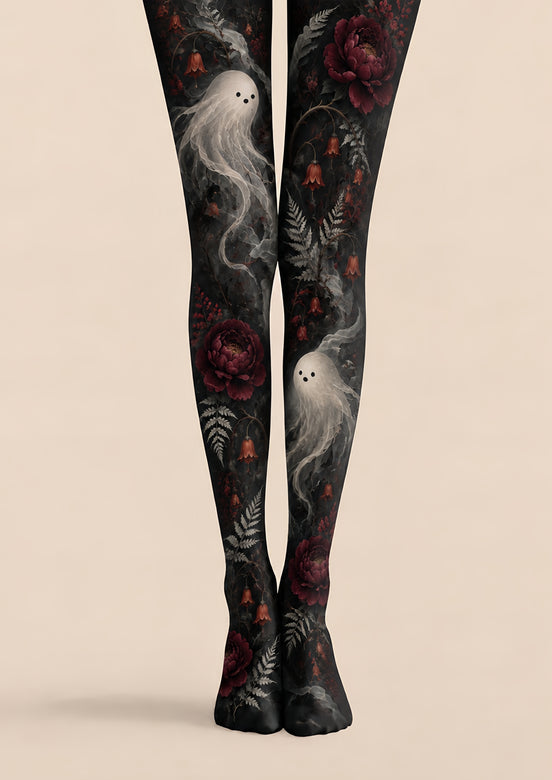 Ghost Floral Halloween Tights Pantyhose H69-26
