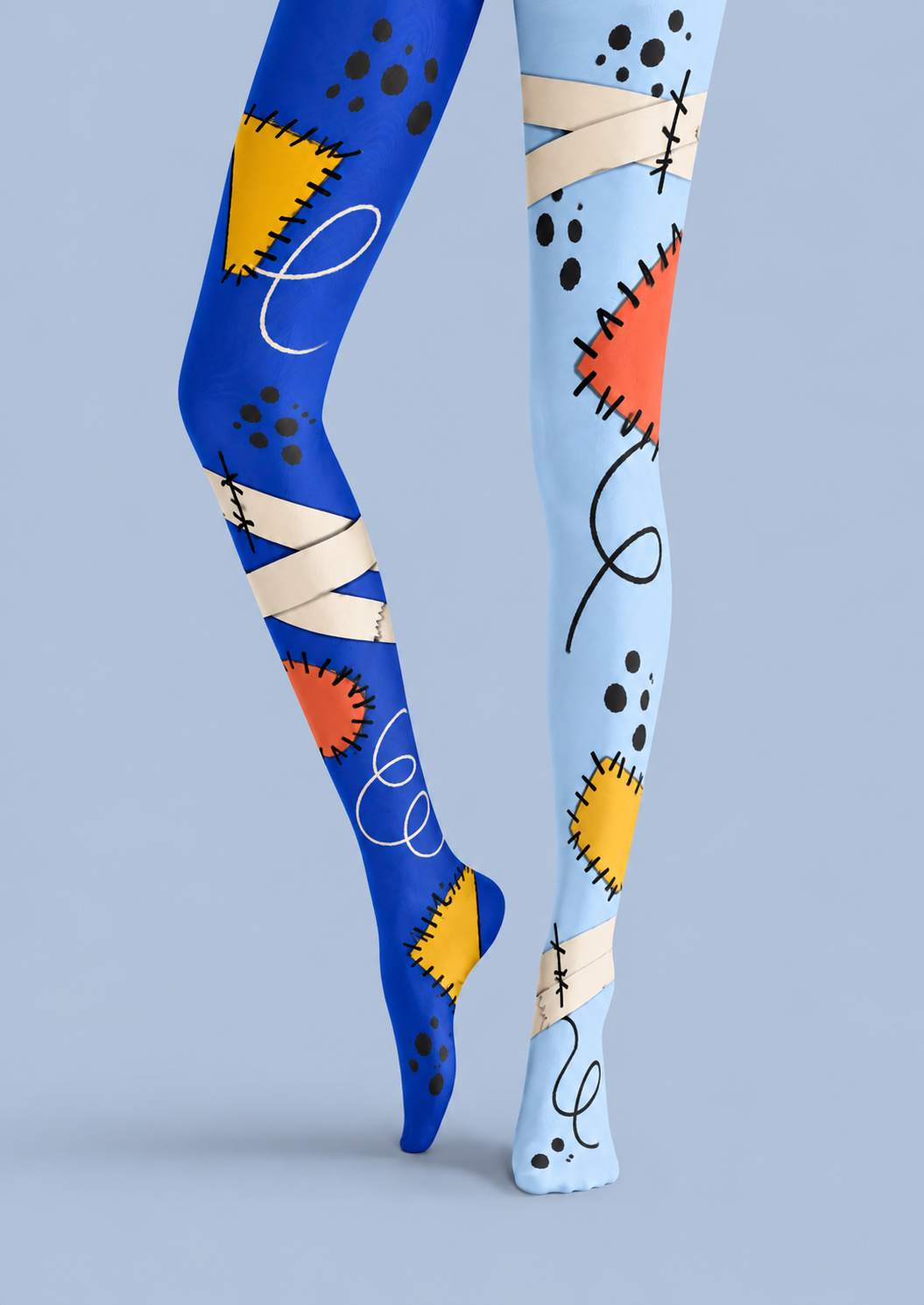 Playful Color Block Tights Hosiery Pantyhose H69-28
