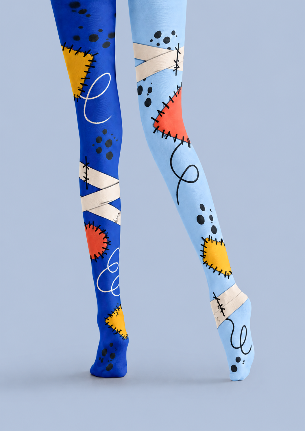 Playful Color Block Tights Hosiery Pantyhose H69-28