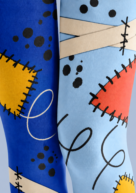 Playful Color Block Tights Hosiery Pantyhose H69-28