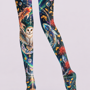 Celestial Owl Eclipse Graphic Tights Pantyhose H69-29