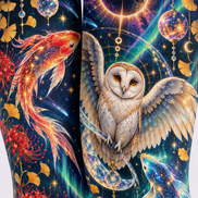Celestial Owl Eclipse Graphic Tights Pantyhose H69-29