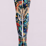 Celestial Owl Eclipse Graphic Tights Pantyhose H69-29