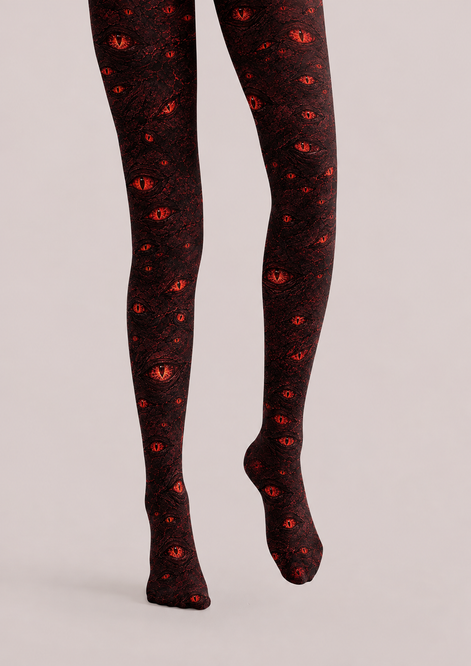 Blood Red Eye Print Gothic Tights H69-3