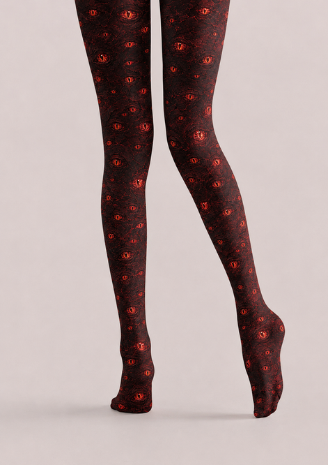 Blood Red Eye Print Gothic Tights H69-3
