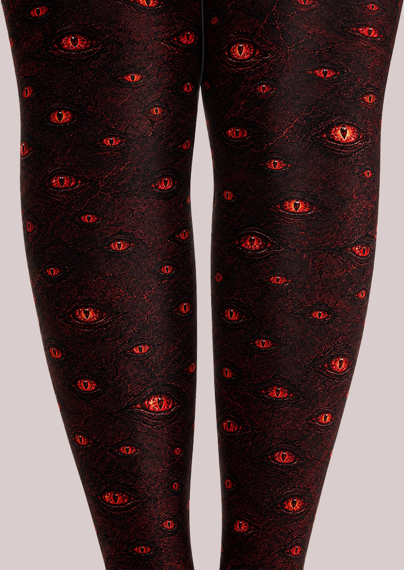 Blood Red Eye Print Gothic Tights H69-3