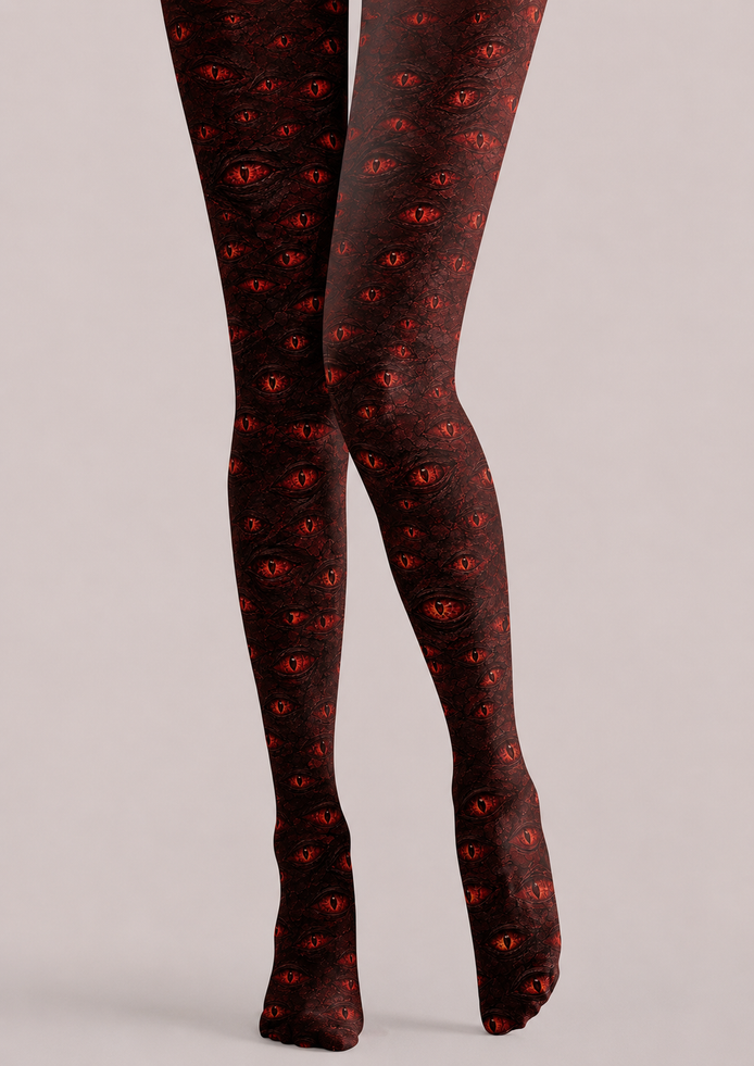 Blood Red Eye Print Gothic Tights H69-3
