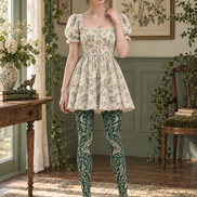Woodland Fox Floral Print Tights Hosiery Pantyhose H69-31
