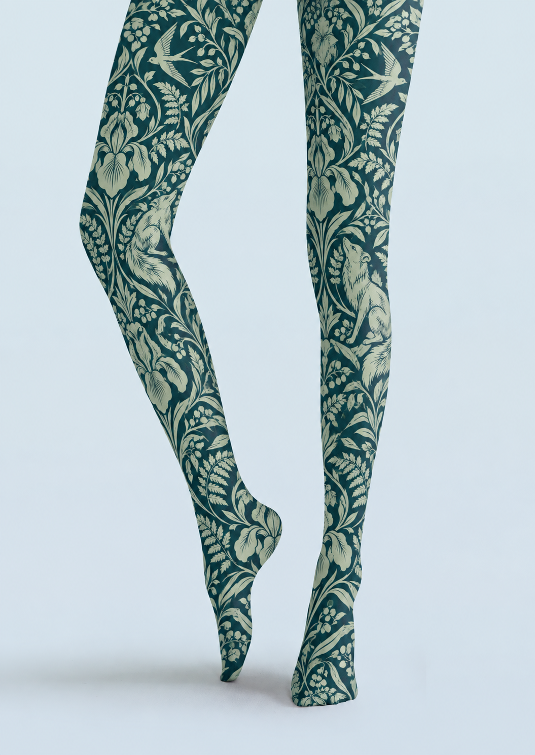 Woodland Fox Floral Print Tights Hosiery Pantyhose H69-31