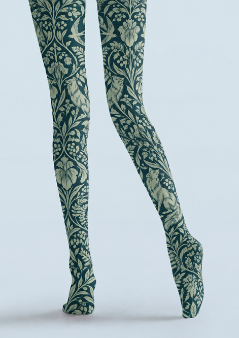 Woodland Fox Floral Print Tights Hosiery Pantyhose H69-31