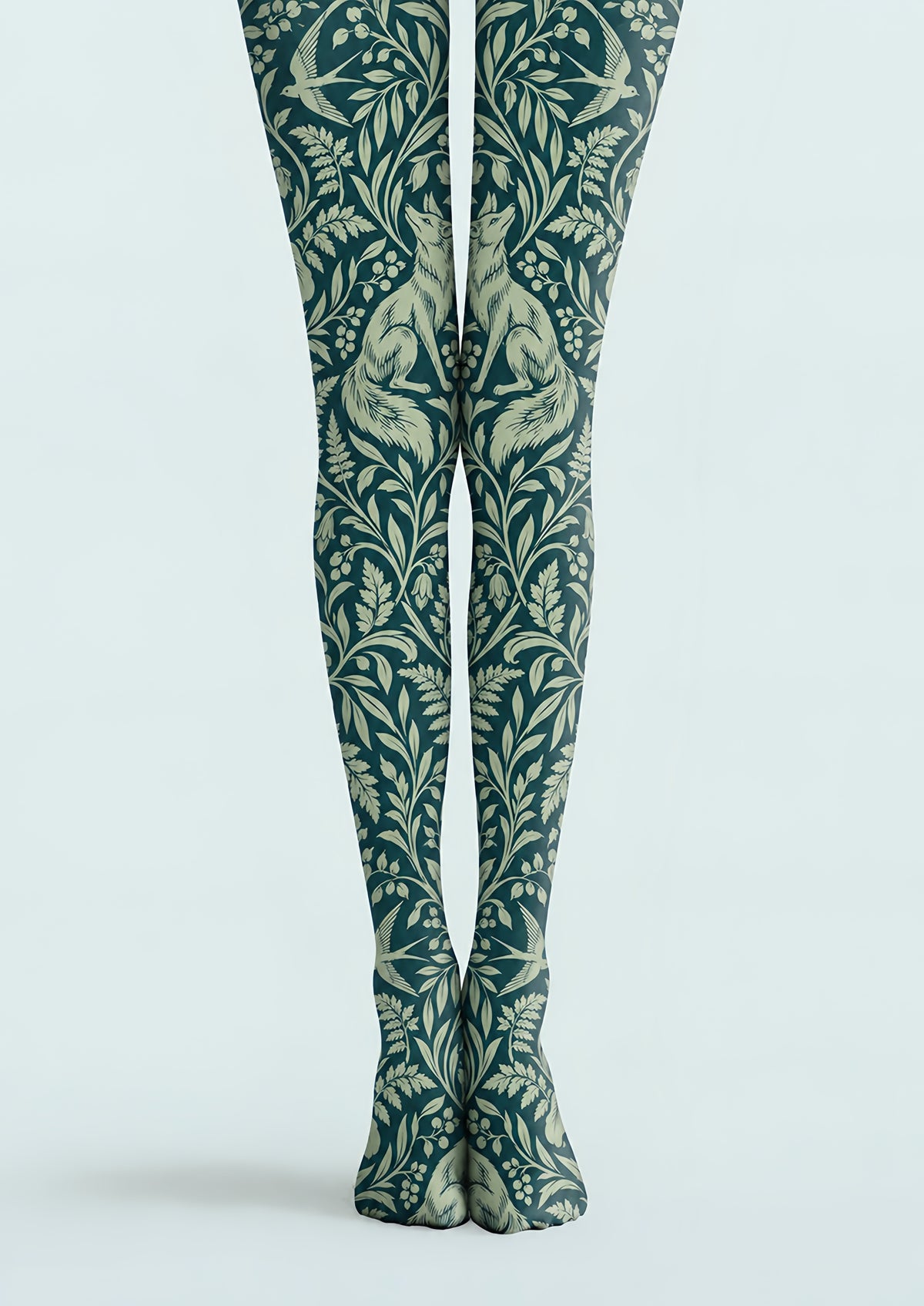 Woodland Fox Floral Print Tights Hosiery Pantyhose H69-31