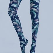 Artistic Blue Feather Pattern Tights Hosiery H69-32