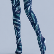 Artistic Blue Feather Pattern Tights Hosiery H69-32