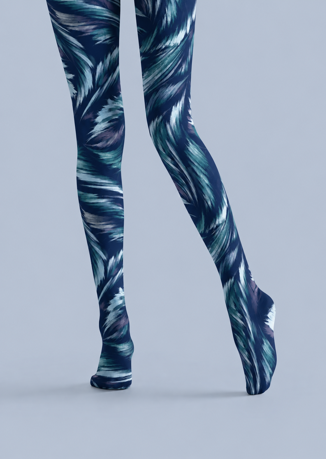 Artistic Blue Feather Pattern Tights Hosiery H69-32
