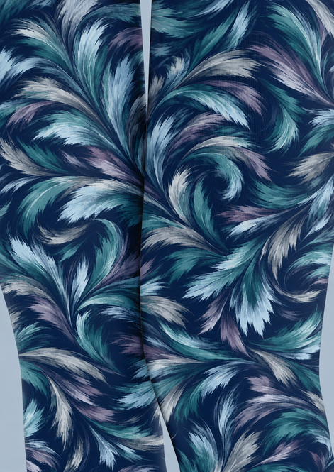 Artistic Blue Feather Pattern Tights Hosiery H69-32