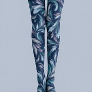 Artistic Blue Feather Pattern Tights Hosiery H69-32