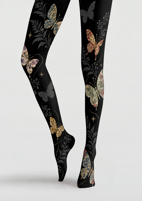 Gothic Black Butterfly Tights Hosiery Pantyhose H69-34