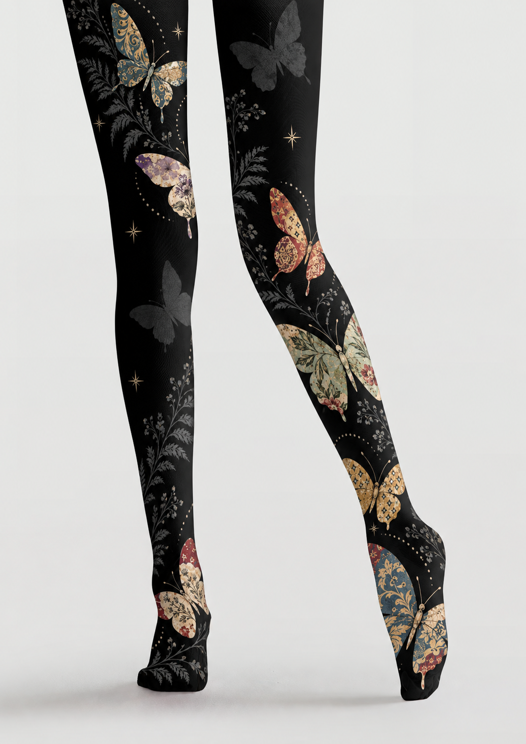 Gothic Black Butterfly Tights Hosiery Pantyhose H69-34