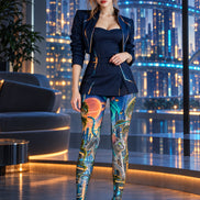 Cyberpunk Cat Graphic Tights Hosiery Pantyhose H69-36