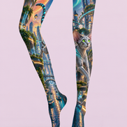 Cyberpunk Cat Graphic Tights Hosiery Pantyhose H69-36