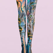 Cyberpunk Cat Graphic Tights Hosiery Pantyhose H69-36