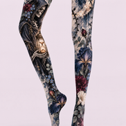 Dark Floral Skull Moon Tights Hosiery Pantyhose H69-37