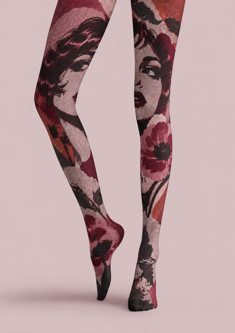 Vintage Portrait Graphic Tights Hosiery Pantyhose H69-39