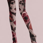 Vintage Portrait Graphic Tights Hosiery Pantyhose H69-39