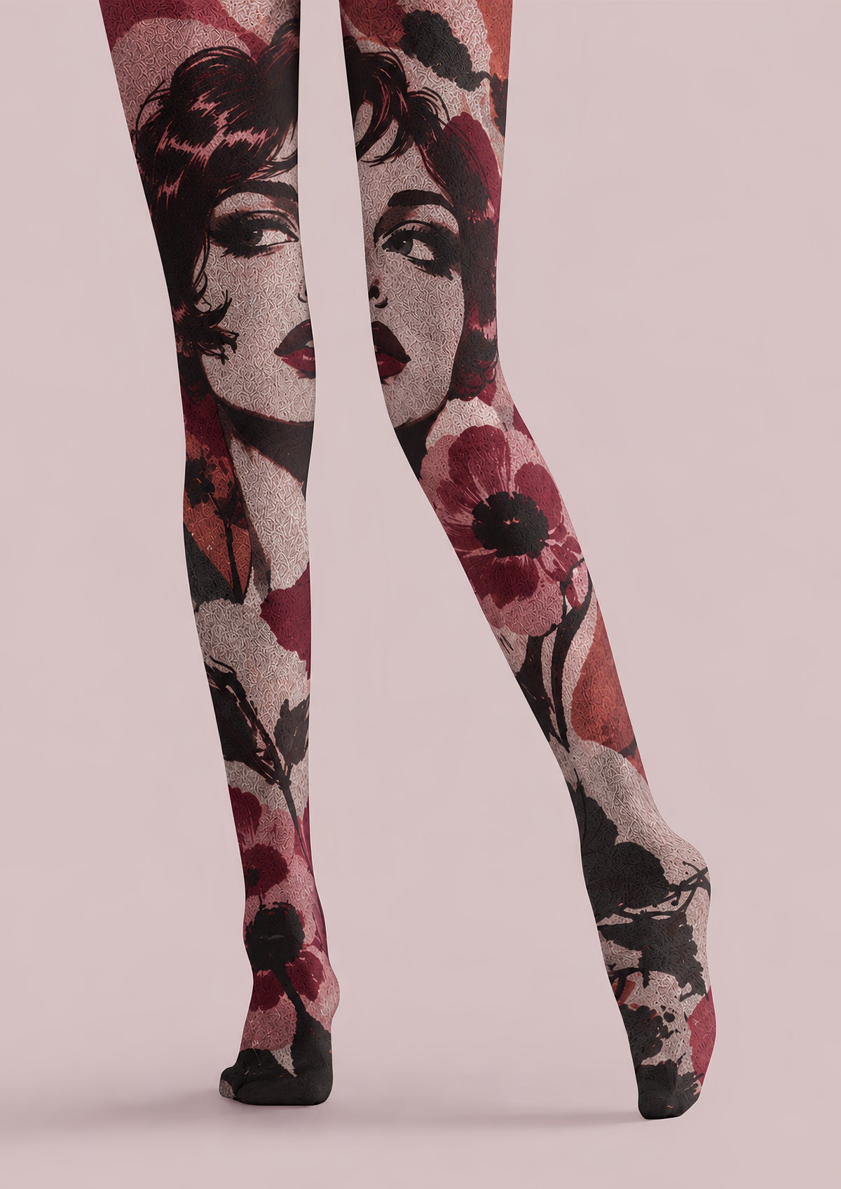 Vintage Portrait Graphic Tights Hosiery Pantyhose H69-39