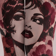 Vintage Portrait Graphic Tights Hosiery Pantyhose H69-39