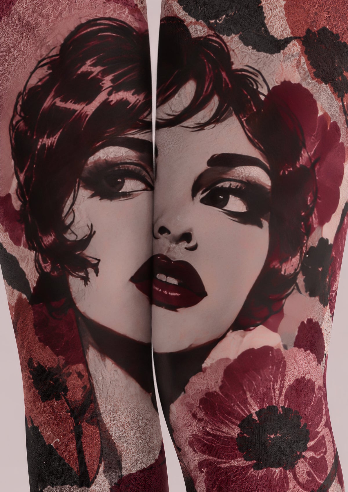 Vintage Portrait Graphic Tights Hosiery Pantyhose H69-39