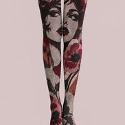 Vintage Portrait Graphic Tights Hosiery Pantyhose H69-39