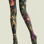 Dark Fantasy Cat Floral Tights Hosiery Pantyhose H69-40