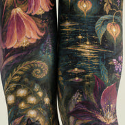 Dark Fantasy Cat Floral Tights Hosiery Pantyhose H69-40