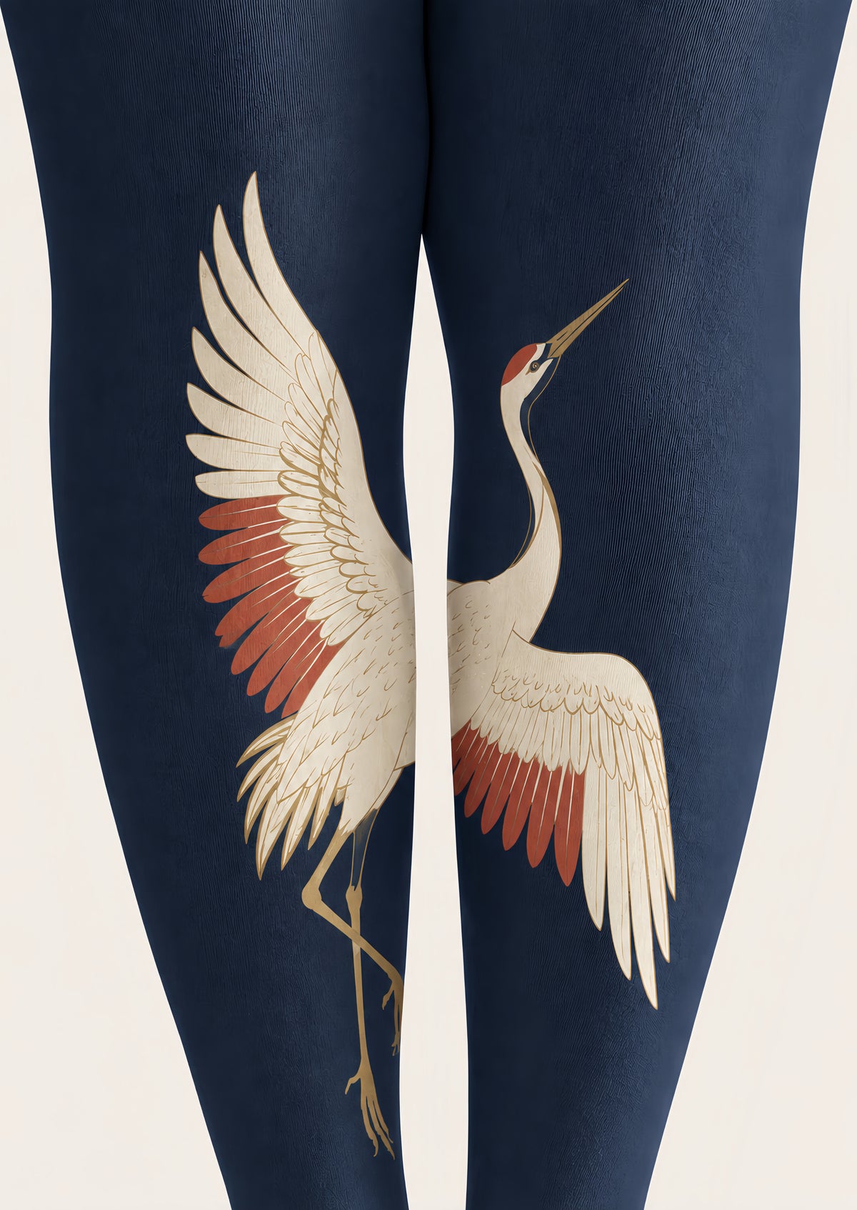 Navy Blue Crane Print Tights Hosiery Pantyhose H69-42